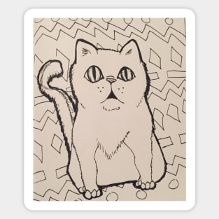 Cat with geometric shapes-Black and White Sticker